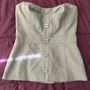 Strapless Button Down Top